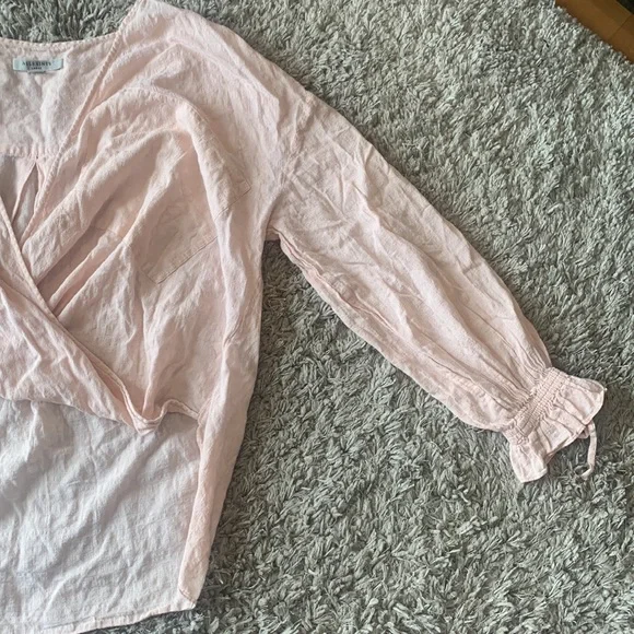 ALL SAINTS Crossover High Lo Flowy Blouse Blush Pink - Picture 8 of 16